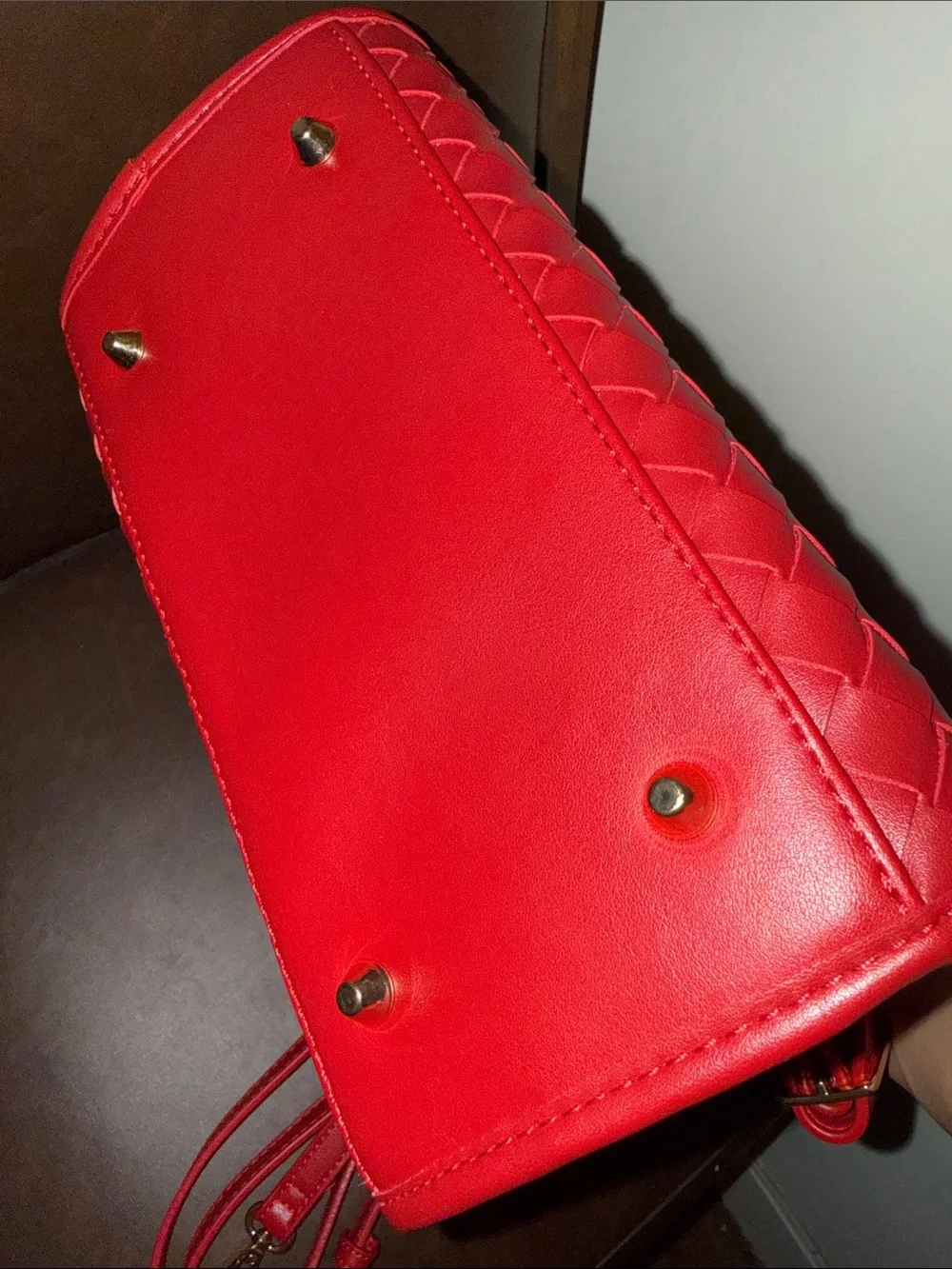 Urban Expressions Red Woven Satchel with Detachable Strap